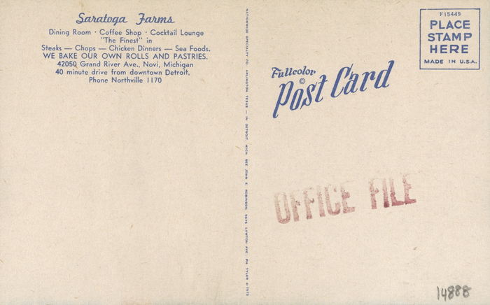 Saratoga Farms - Old Postcard (newer photo)